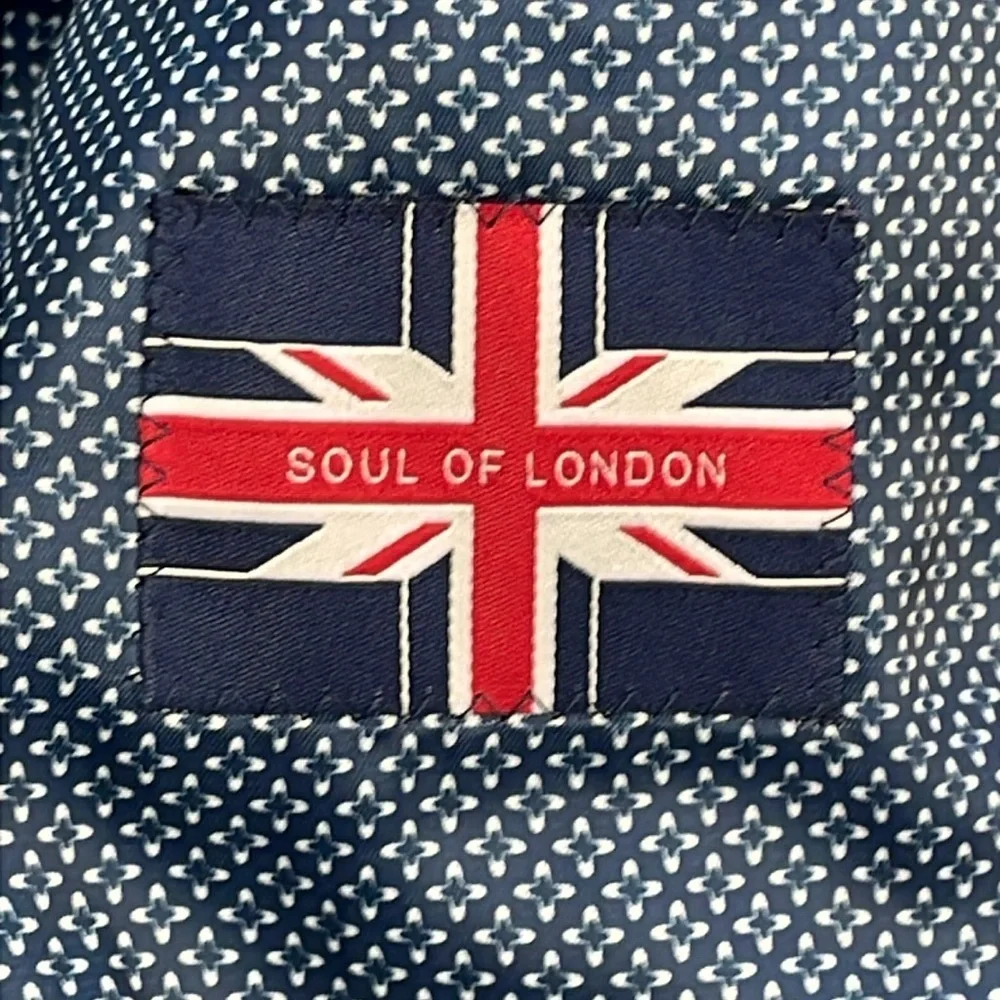 New Soul of London Essential Black Solid Suit Jacket Blazer Stretch Sz 34R